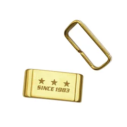 Stainless Steel Watch Band Loop Hoop Holder - Men’s Metal Ring Keeper - 22mm (Gold 3 star)