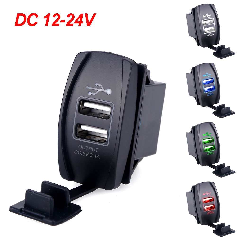 

Universal Dual USB 12v Car Charger New 3.1A 4.2A 2 Port Mini Auto Charger Adapter For Car Motorcycle Waterproof For Phone
