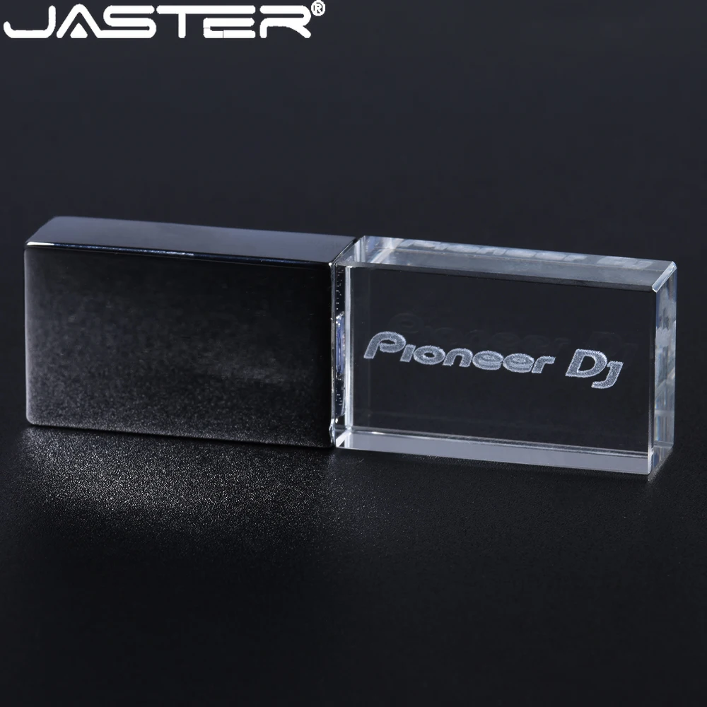 JASTER USB Flash Drives2.0 128GB 64GB 32GB Logo personalizzato gratuito Crystal con colore LED Light Pioneer DJ Perfect Business Gift U Disk