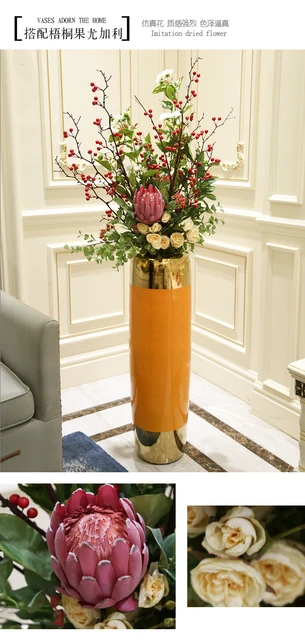 Pavimento Grand vaso in ceramica fiori secchi di lusso cilindro alto Bonsai  vasi da fiori antiquariato
