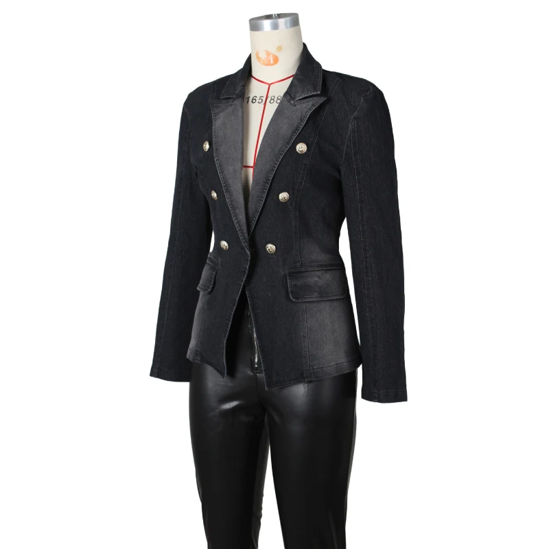ジャケット DOUBLE-BREASTED DENIM BLAZER Double Breasted Denim Blazer – Sergio Hudson
