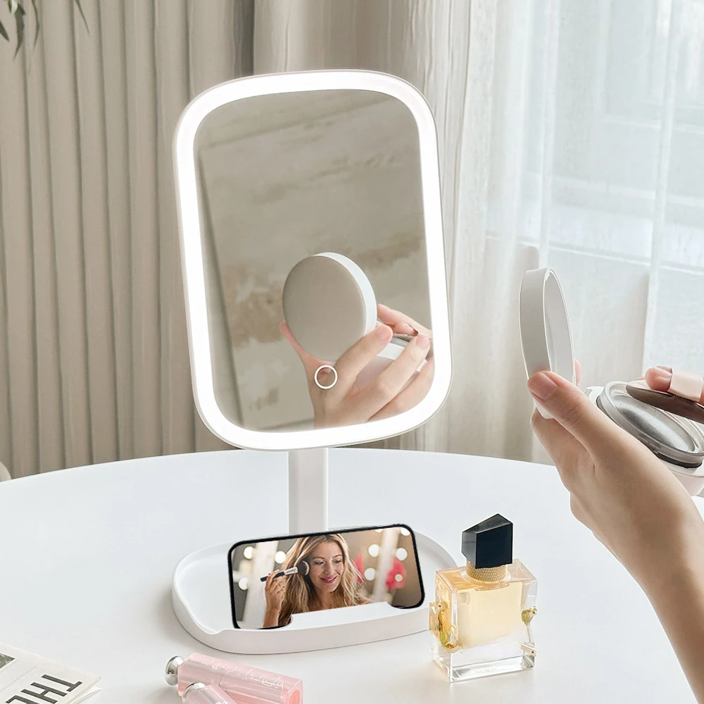 90 충전 CRI 메이크업 스탠드, M13C 데스크탑 미러 미러 용수철 조명, 사각형 각도 LED 무선 전화 유형