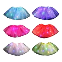 Kids Girls Glowing Tulle Tutu Skirt with LED Light Princess Ballet Stage Dance Short Dress for Fairy Mini Skirt Birthday Gift 1