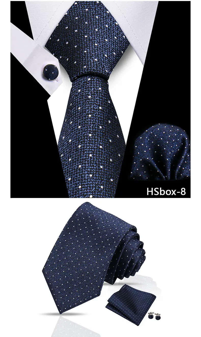 Mann Krawatte Set Luxus 8CM Krawatte Für Männer Business Einstecktuch Manschettenknöpfe 3 stücke Set Anzug Für Hochzeit bräutigam Trauzeuge Shirts Gravata – Detail 23