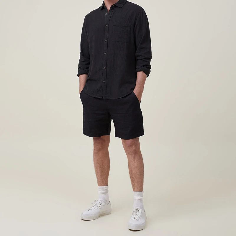 Men s Casual Solid Color Long Sleeve Button Down Shirt for Everyday Wear and Weekend Getaways with Friends