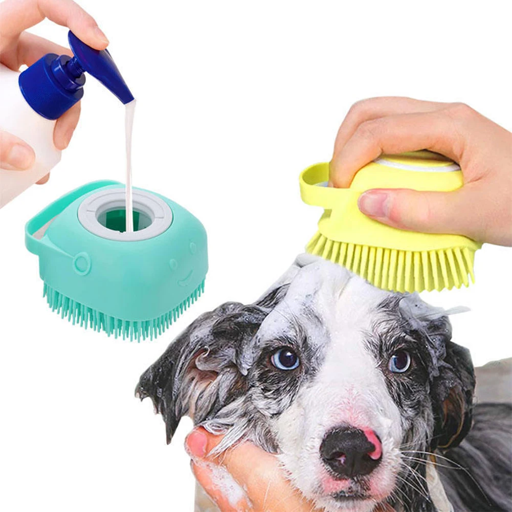 Bathroom Puppy Dog Cat Bath Massage Gloves Brush Soft Safety Silicone ...