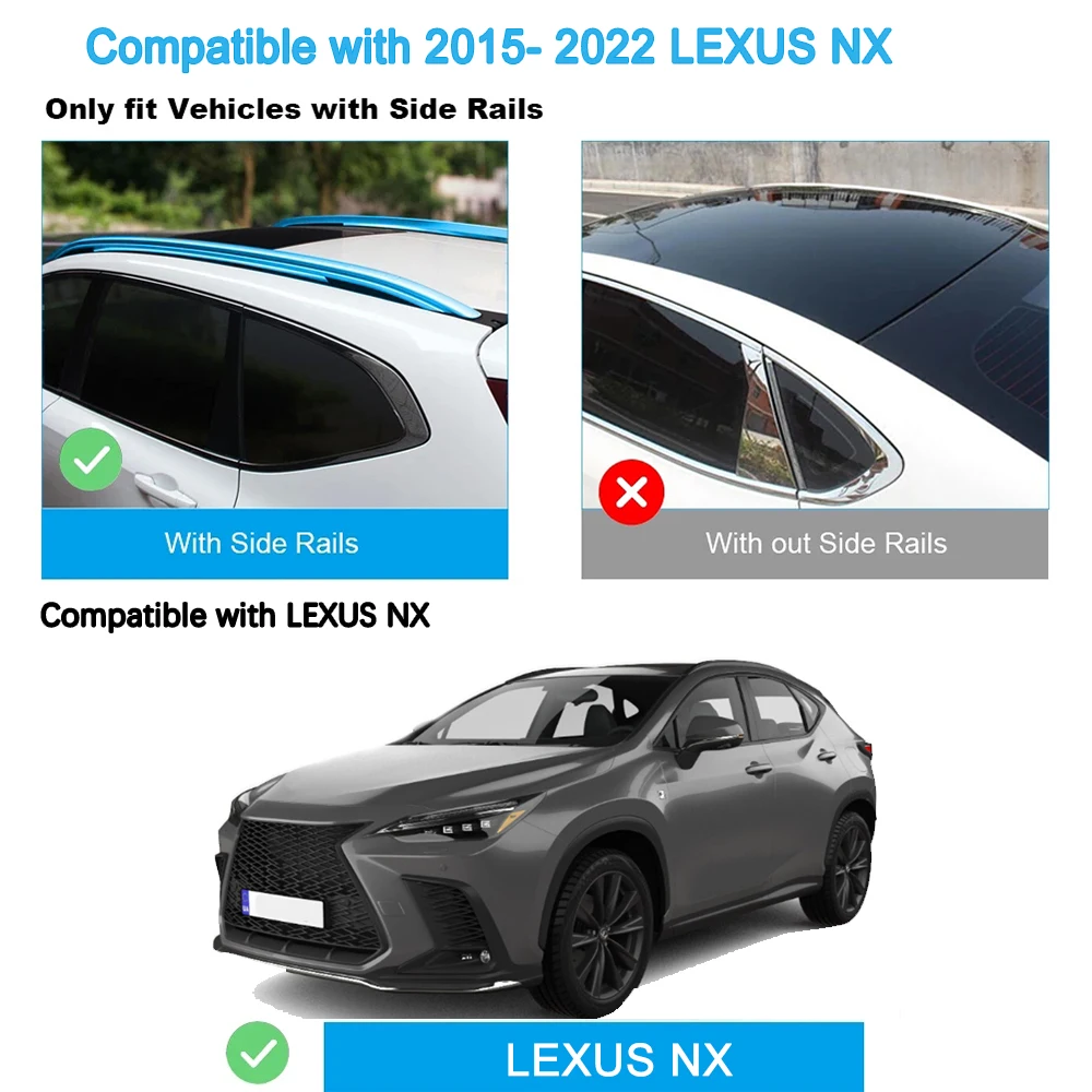 2Pcs Roof bars For LEXUS NX-Series, 5-dr SUV, 2015-2022 (CLAMP