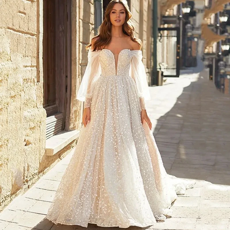

Beautiful Vintage Wedding Dresses Sexy Vestidos De Novia V-Neck Backless Bridal Gowns Off The Shoulder Lace A-Line Robes 2023