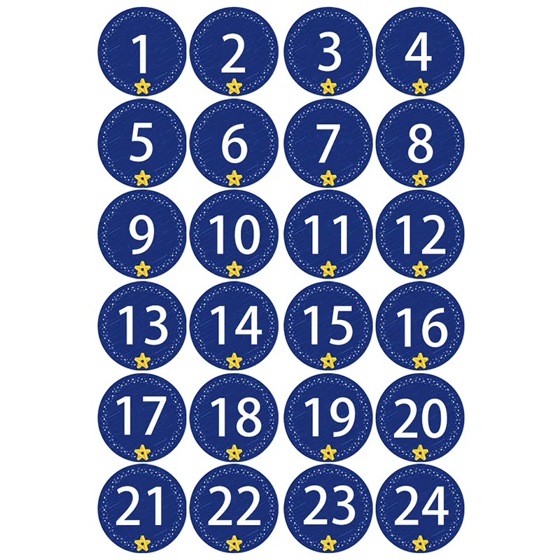 Merry Christmas Gift Stickers Advent Calendar Number Paper Stickers Multi-Function DIY Crafts Gift Packaging Labels Decor Tools