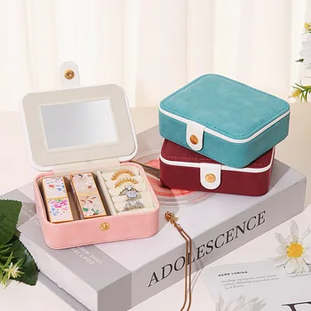 Portagioie da Viaggio con Specchio, Organizzatore per Collane, Orecchini e Anelli, Scatola Espositiva in Pelle PU, Contenitore Portatile per Gioielli