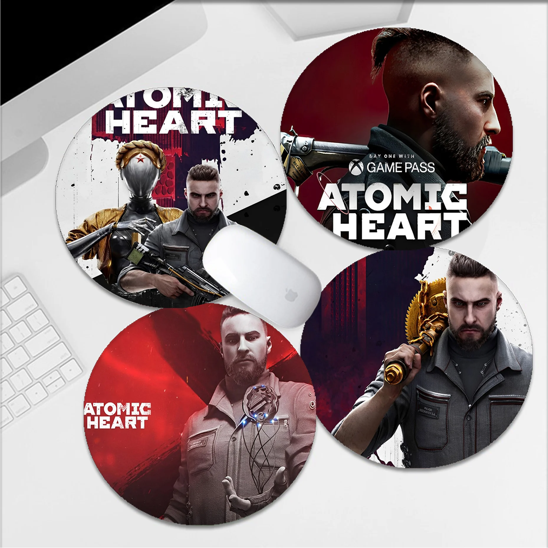 

Atomic Heart Mousepad INS Tide Round Keyboard Mat Table Mat Students Cabinet Gamer Desktop Mousepad Cup Mats Deskpad Home Decor