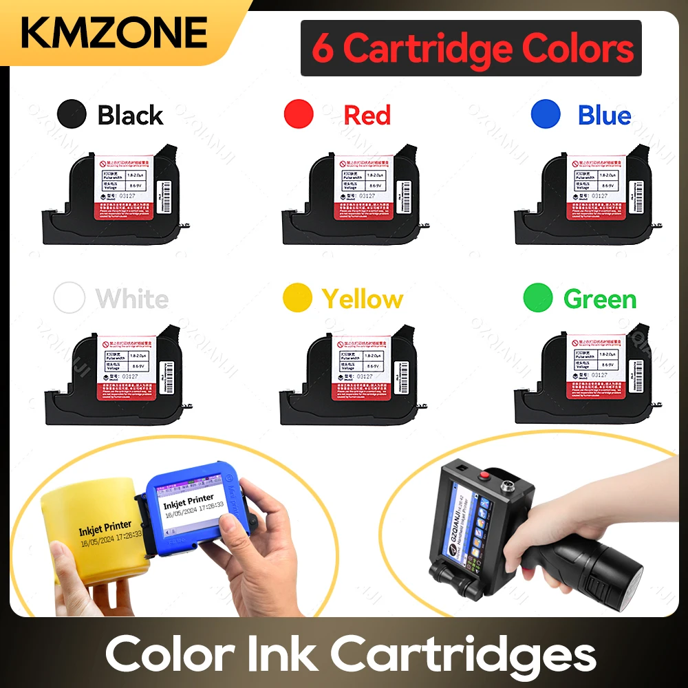 Thermal Inkjet Printer Cartridge Thermal Inkjet Printer Cartridge 6 Colors Refillable ink Compatible With Handheld/Desktop Inkjet Printers Fast Dry Replacement