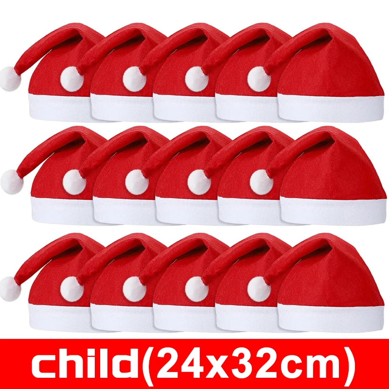 thumbnail image 1 of 20/1 piezas de sombreros de Navidad para adultos y niños, sombrero de Papá Noel rojo no tejido, feliz Navidad, regalos de Año Nuevo para el hogar, suministros festivos para fiestas, 1 of 5