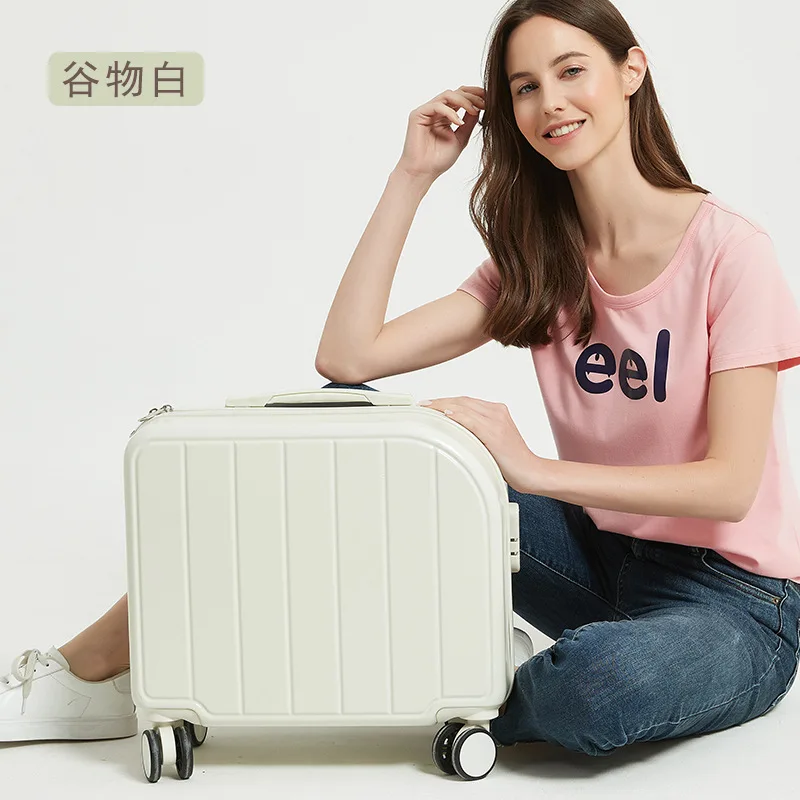 PLUENLI New Luggage Women's Three-Section Aluminum Alloy Trolley Boarding Bag Small Lightweight Trolley Case