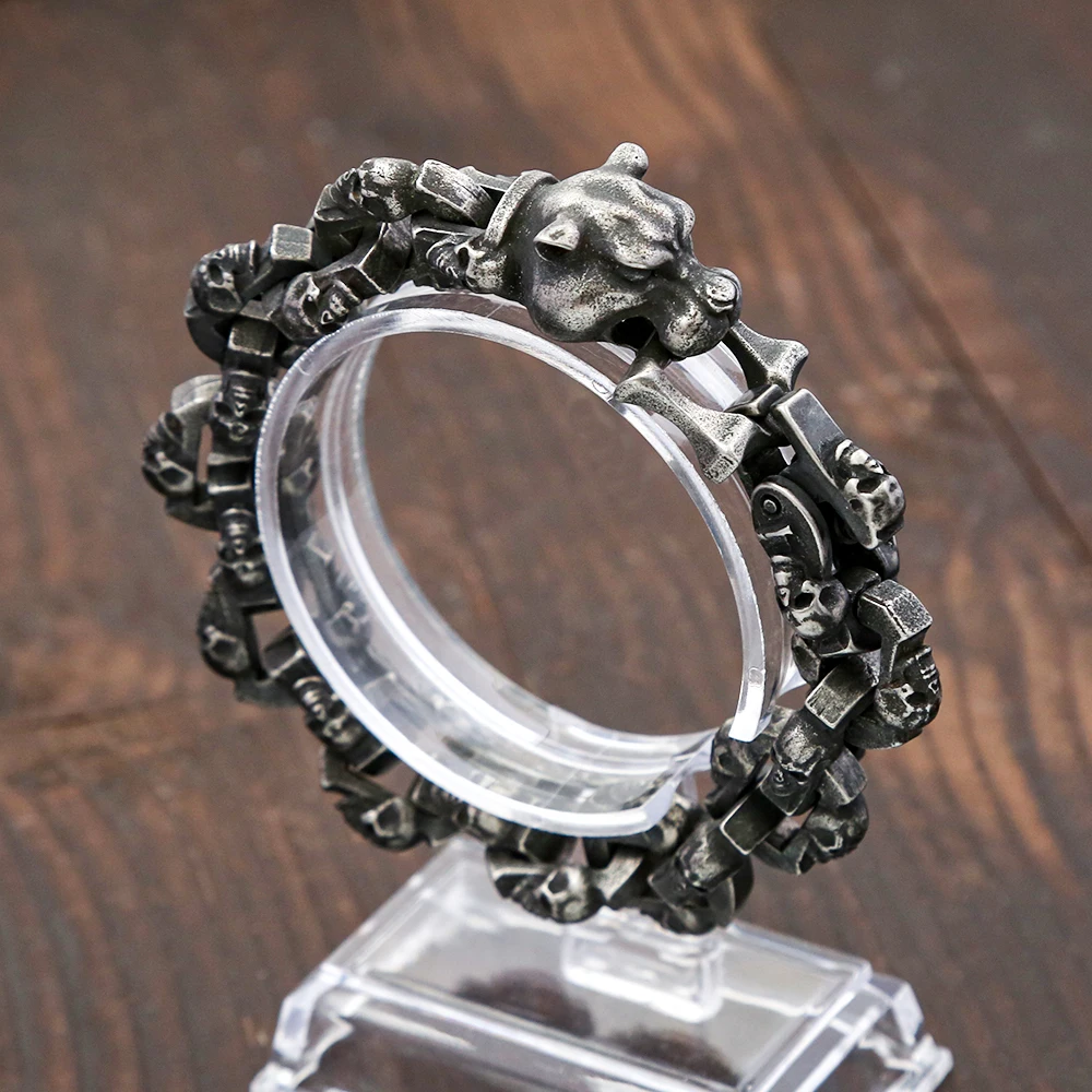 demon clasp skull link bracelet