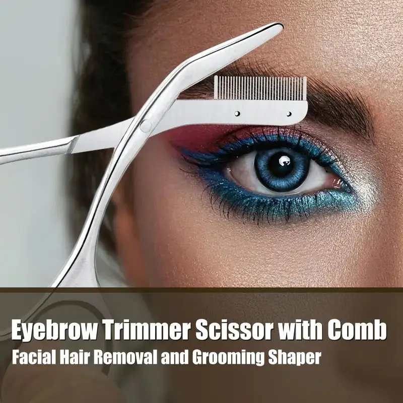 Stainless Steel Eyebrow Trimmer Scissors & Comb Set - Precision Grooming Tool for Men and Women - Effortless Hair Removal 6