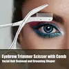 Stainless Steel Eyebrow Trimmer Scissors & Comb Set - Precision Grooming Tool for Men and Women - Effortless Hair Removal 6