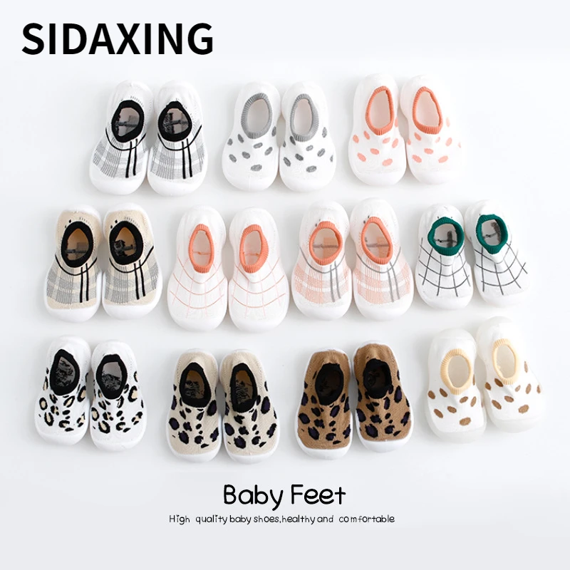SIDAXING Baby Socks with Rubber Soles Cartoon Shoes Infant Sock Steps Anti-slip Leather Kids Floor Slippers |
