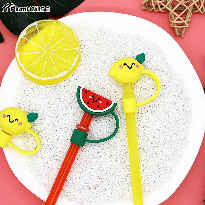 Silicone Sealing Straw Plug Reusable Drinking Dust Cap Cartoon Plugs Tips Cover Suit Kitchen Cup DIY Accessories