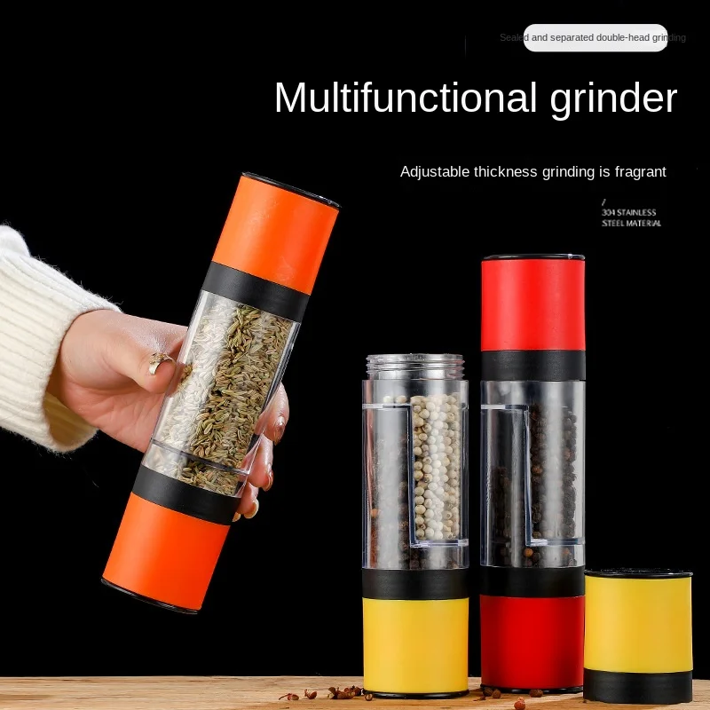 

2 in 1 Pepper Grinder Manual Double Grinder Dual Purpose Grinding Bottle Seasoning Bottle Sea Salt & Pepper Grinder