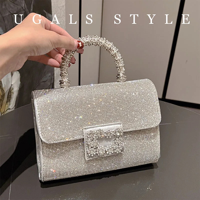 Women's Handbag Denim Square Bag Crystal Shiny Rhinestone Diamond