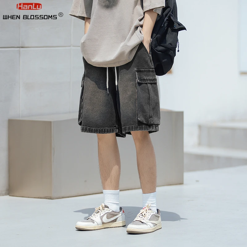 Men Jeans Denim Shorts Summer Jeans Shorts Men's Cargo Jean Shorts Knee Length