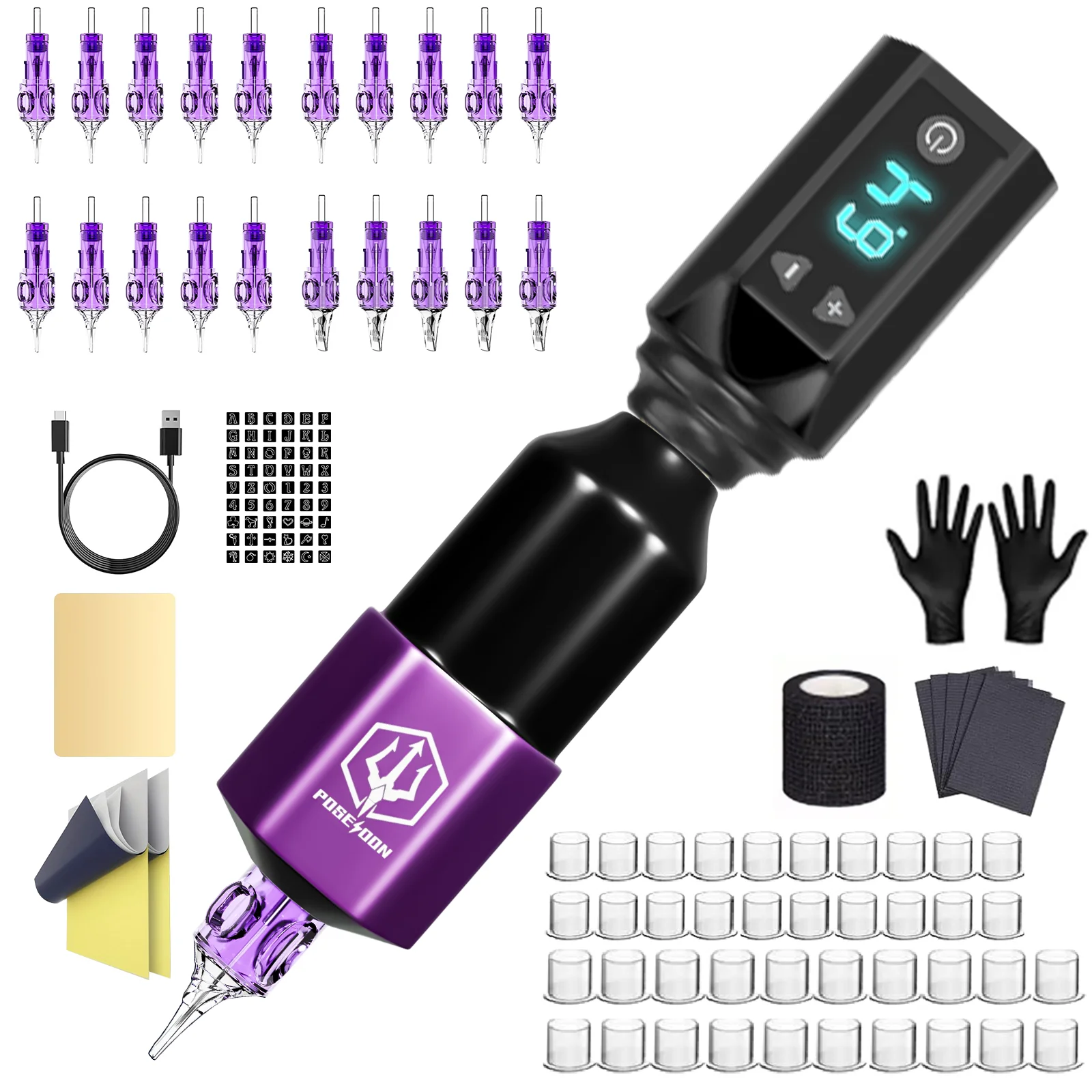 Tattoo Kit Low Noise Tattoo Pen Kit For Permanent Makeup Machine High Power Power Supply Gun