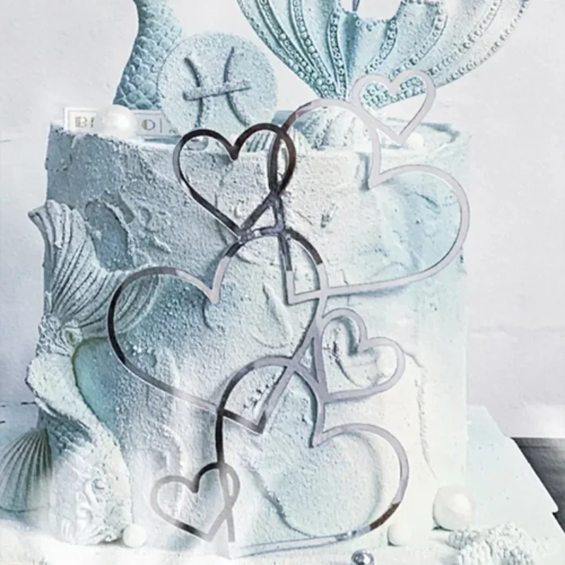 Cake Topper Cake Toppers Cake Decorations Gold Leaf Cake Decorations 7 Heart Cake Topper 1/10pcs