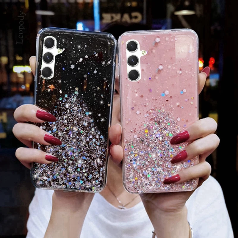 Coque de téléphone à paillettes scintillantes, étui arrière souple et complet pour samsung galaxy A14 A24 A34 A54 S23 ULTRA PLUS + A546B A245f A145F_voghion.com