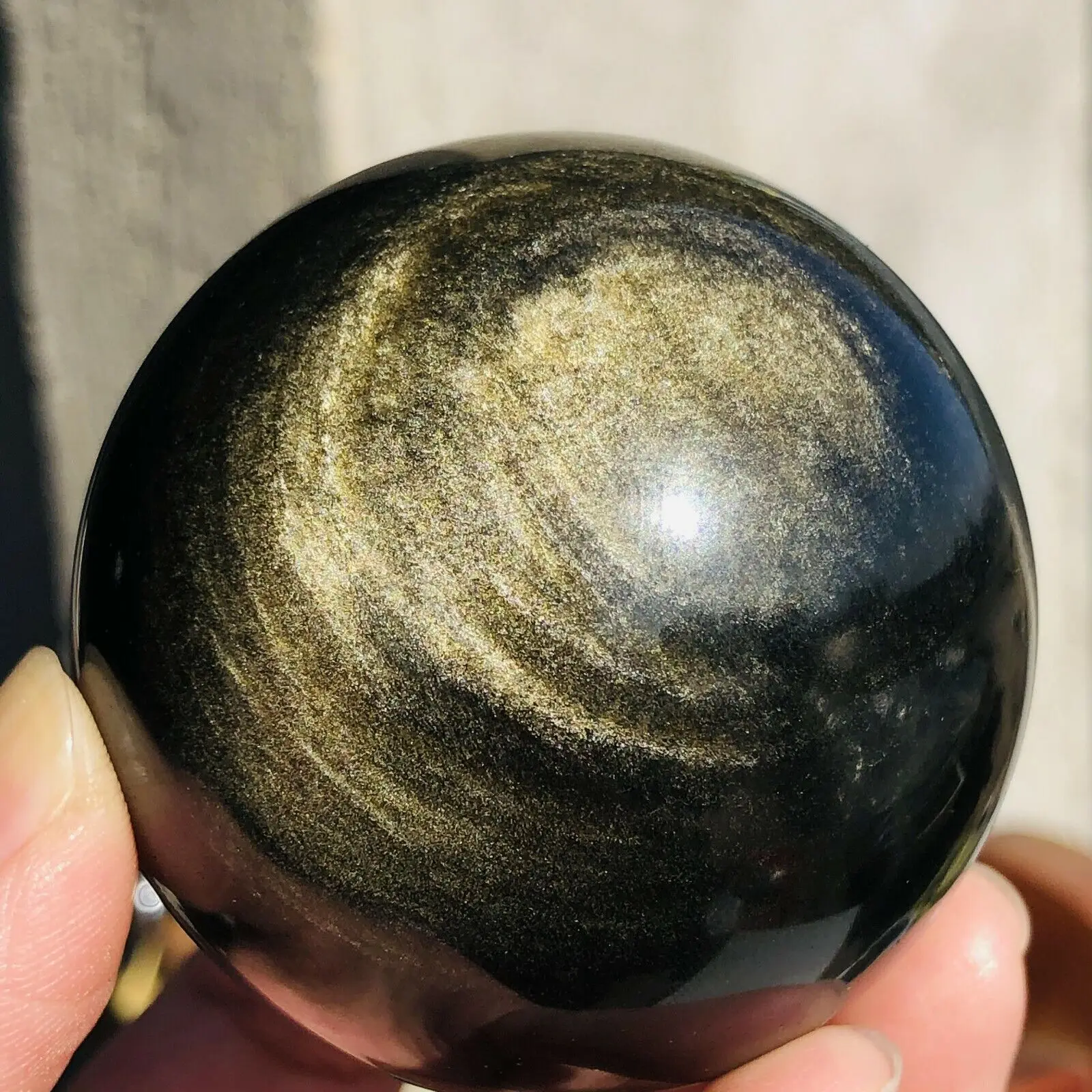 Beautiful Natural Gold Obsidian Crystal Ball Natural Crystal Reiki Healing 4
