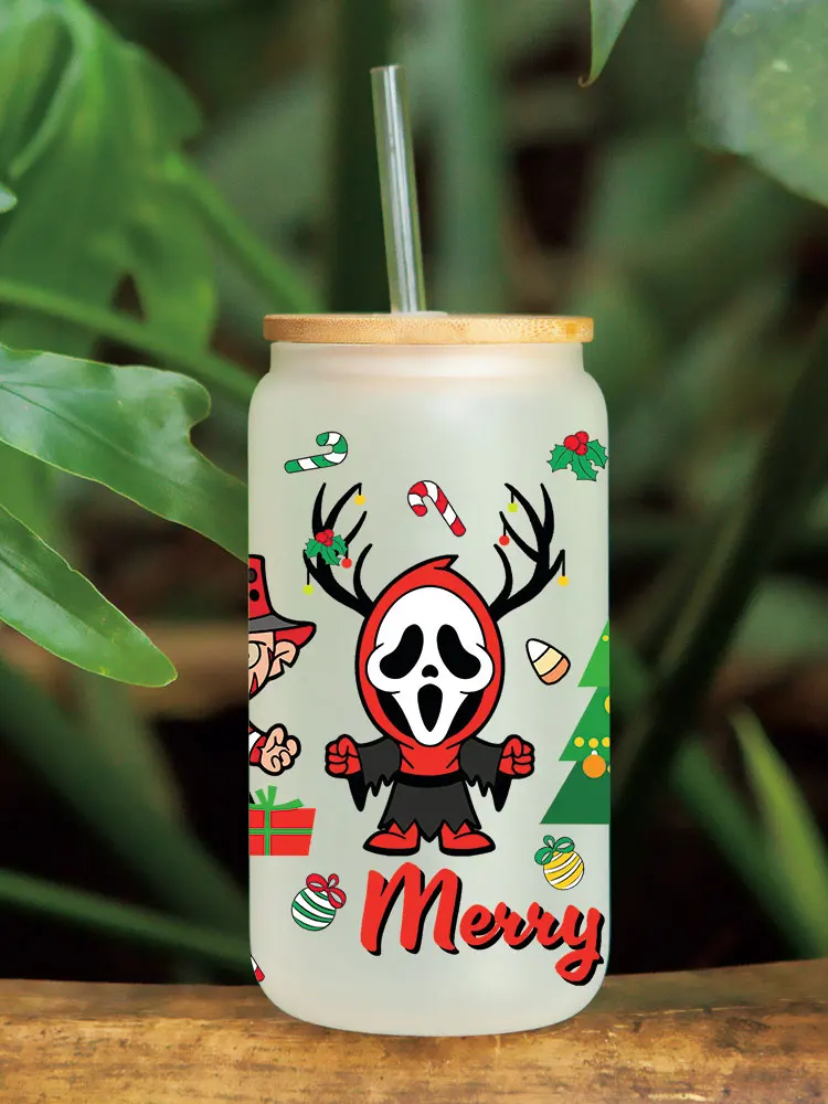UV DTF Transfer Sticker Christmas Theme for 16oz Libbey Glasses Wraps Cup Can DIY Waterproof Easy To Use Decals D5878 adhesive vinyl stickers