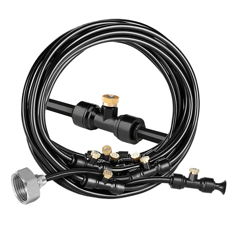 Outdoor Water Mister Multipurpose Atomization Cooling System Watering Dust Removal for Garden/Greenhouse/Sun Umbrella/Trampoline