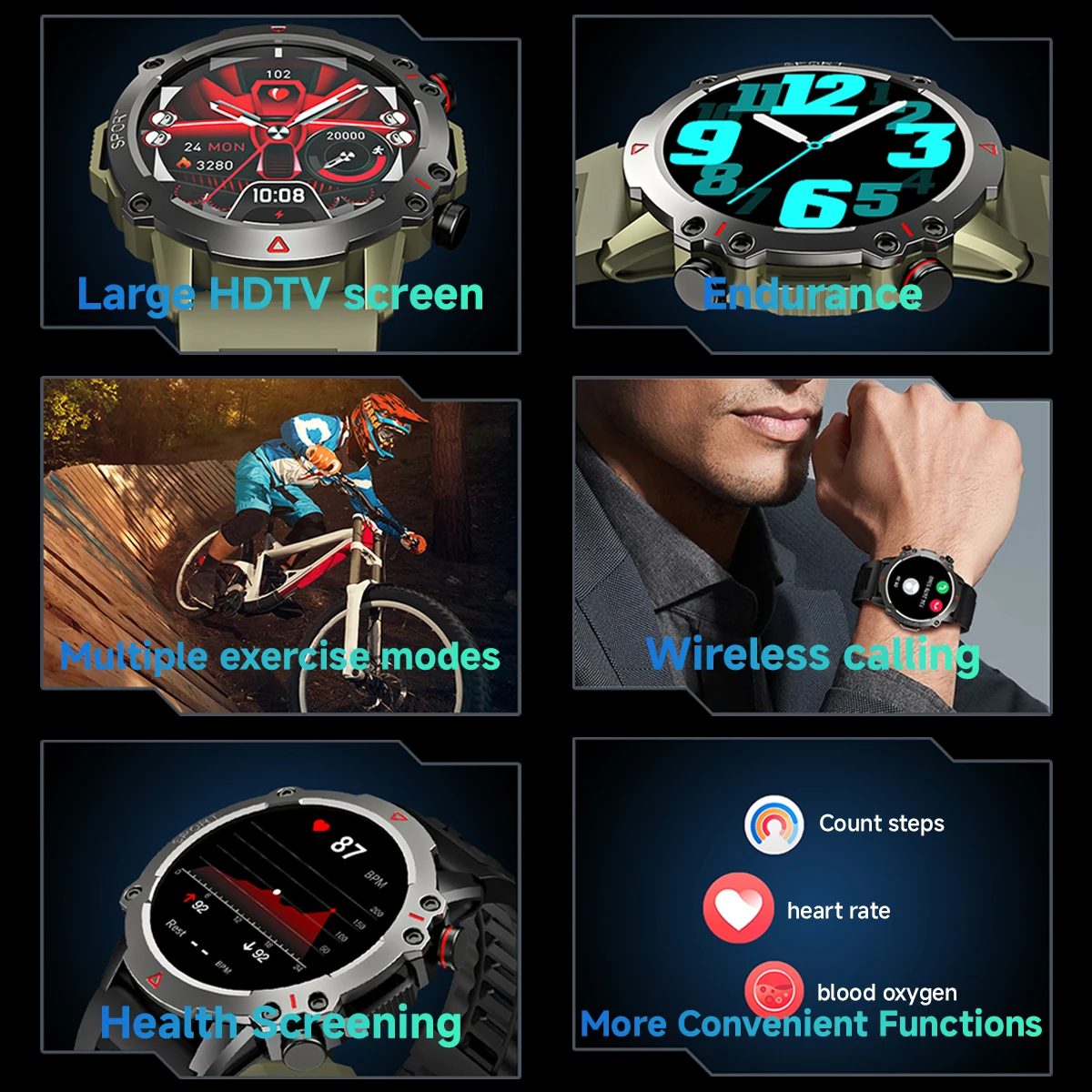 AMOLED ߰ и͸ Ʈġ, BT ȭ Ʈ ġ,  ƮϽ ƮĿ, 1.53 ġ 360x360 HD ȭ, 30  