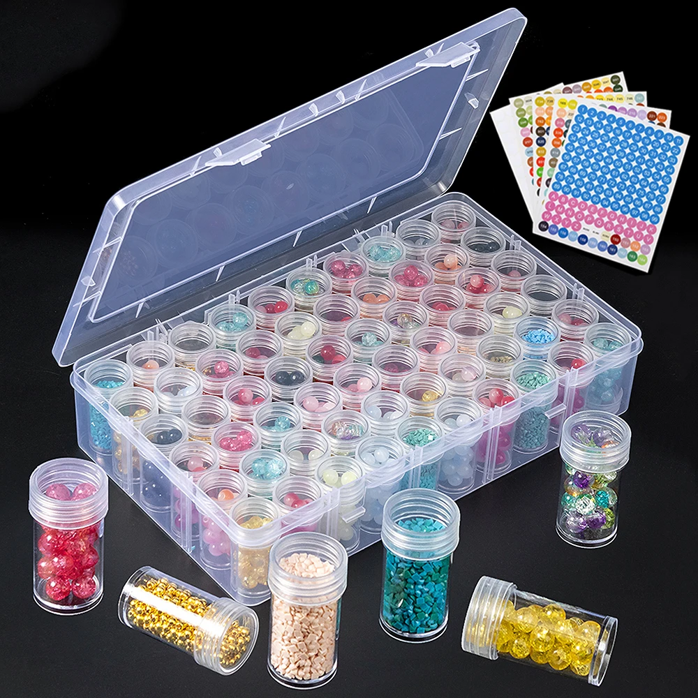 Plastic Storage Box 1pc 24/30/48/60/80 Slots DIY Diamond Painting Beads Charms Jewelry Accessories Organizer