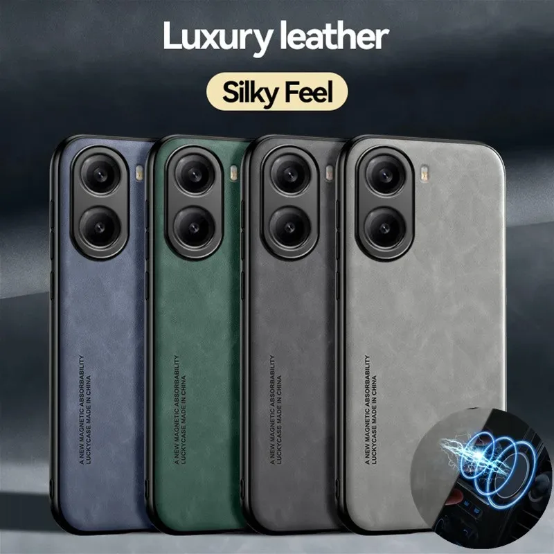 Case For Poco X7 Pro Leather Magnetic PU Car Holder Coque For F6 M6 F5 X5 Pro Cover Silicone Bumper Shockproof Protection Shell