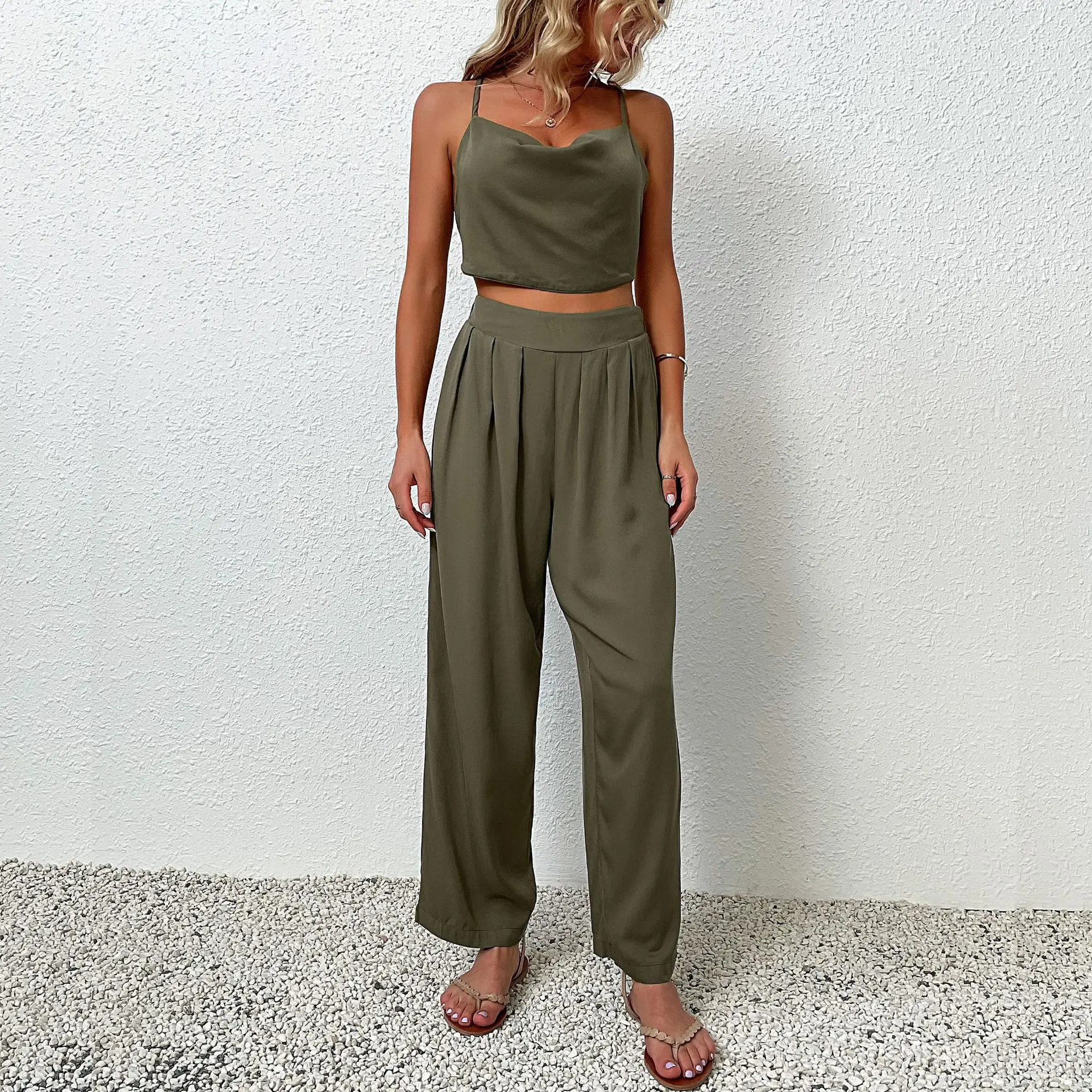 

2023 Summer New Two-piece Women's Sleeveless Camisole Suit Ensemble Femme 2 Pièces été