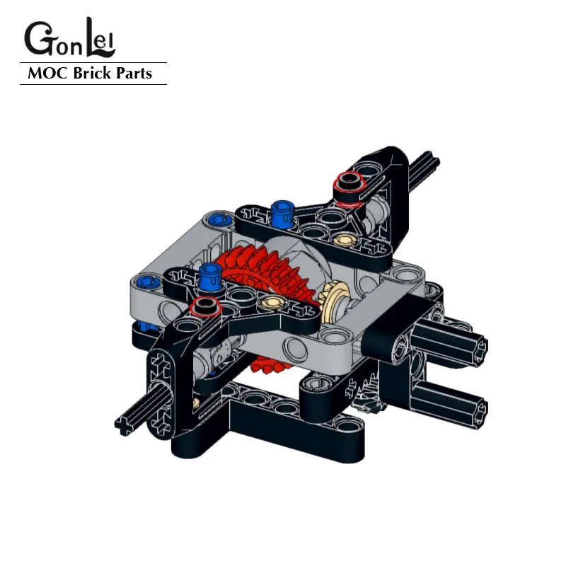 MOC Compact 4WD Front Axle With Differential for Mechanism Front Suspension Streering System Technical Bricks Car Building Block