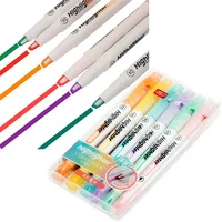 6 Colors/Set Unique Window Tip Highlighter Pen Double Head Pastel Color Midline highlighters Marker School Stationery Supplies 2