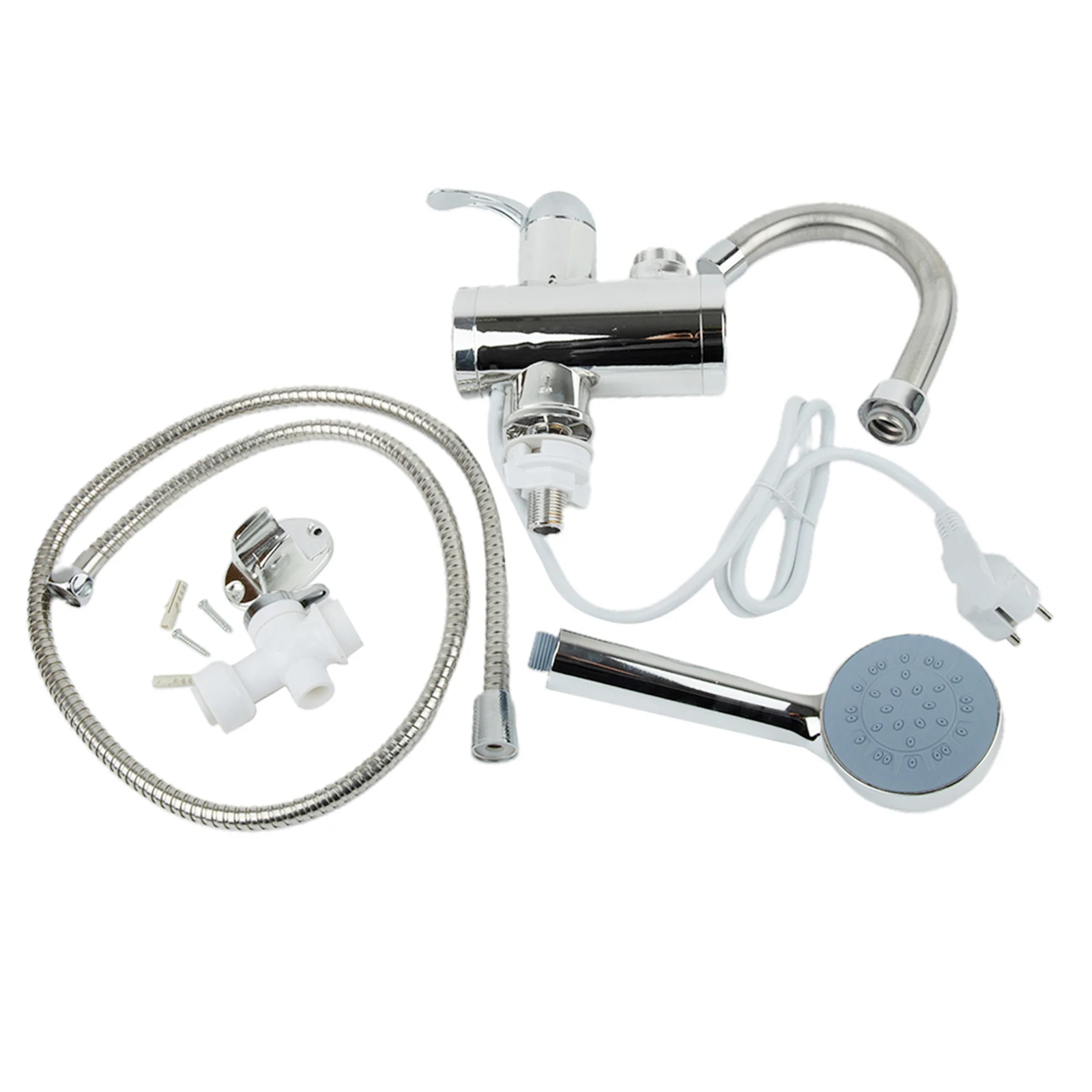 

Hot Water Tap Shower Set Bathroom Kitchen Heater Stainless Steel 3000W 360 Degrees Rotation Constant Temperature