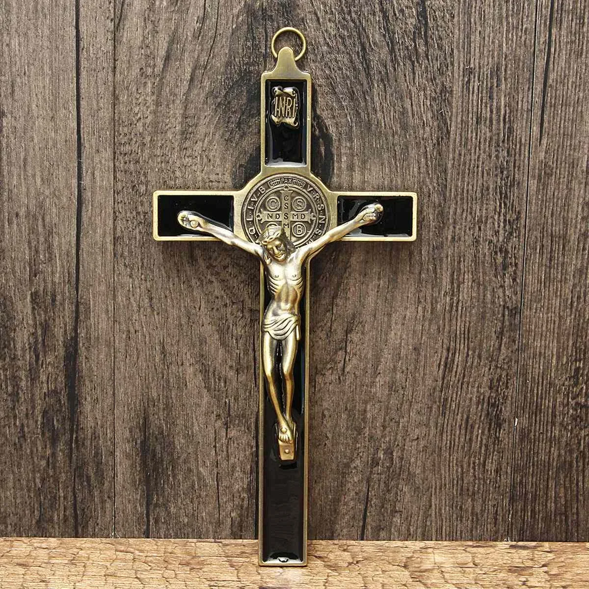 Jesus Crucifix Sculpture Wall Crucifix Cross Jesus Christ Religious Saint 3D Craft Decor Jesus Christ On The Stand Antique Decoration 19.5x9.5cm