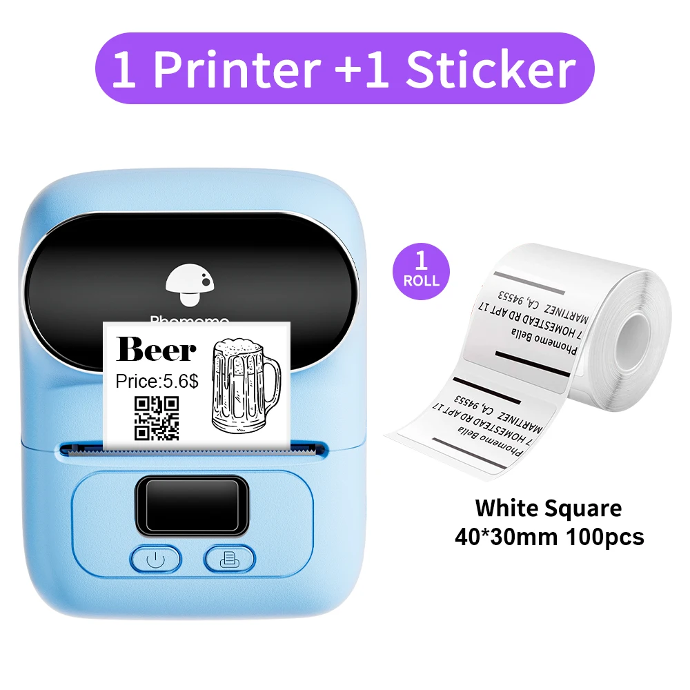 Thermal Wireless Label Printer Etiqueta Mini Impressora Código de Barras Bluetooth Label Maker Impressoras Price Tag App Gratuito Phomemo-m110