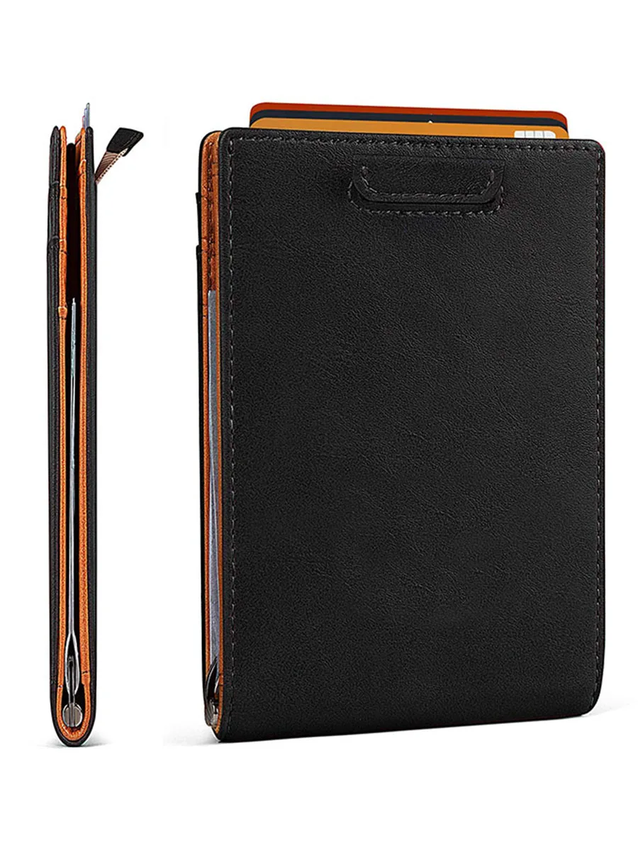 Gebwolf Rfid Card Holder Men's Wallets Carbon Fiber Slim Thin Male Purse Bi-fold Money Clip for Men 2