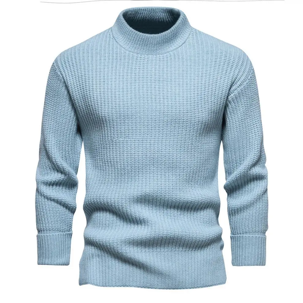 

Knitted Sweaters for Men Fashion Solid Color Mock Turtleneck Pullover Sweater 2023 New Solid Color Basic Tops Mens Clothing 3XL