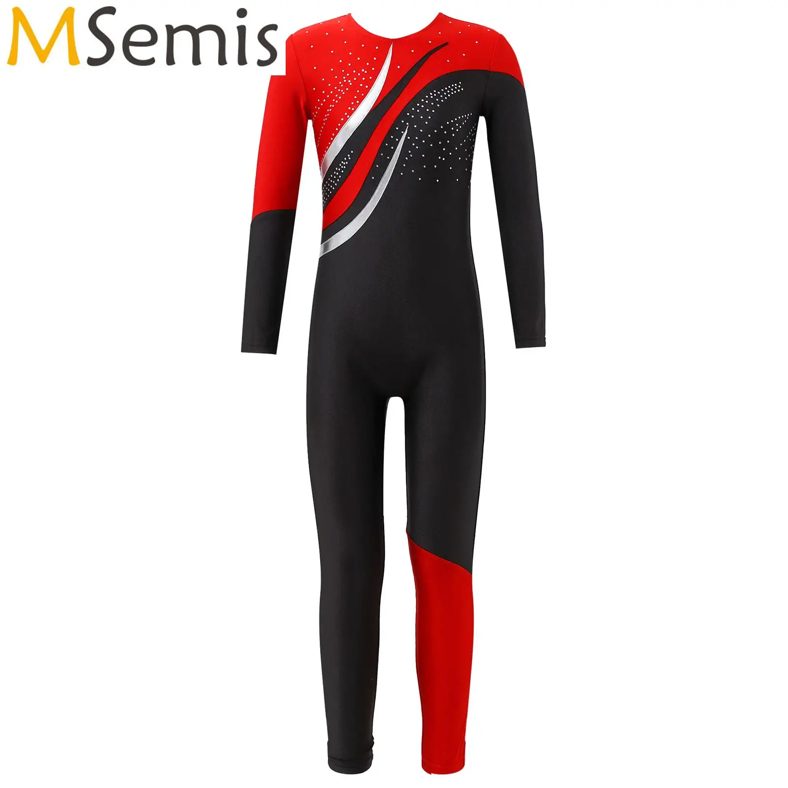 

Girls Full Body Leotards for Ballet Dancing Figure Skating Costume Shiny Rhinestone Invisible Zipper Closure Back Dance Jumpsuit