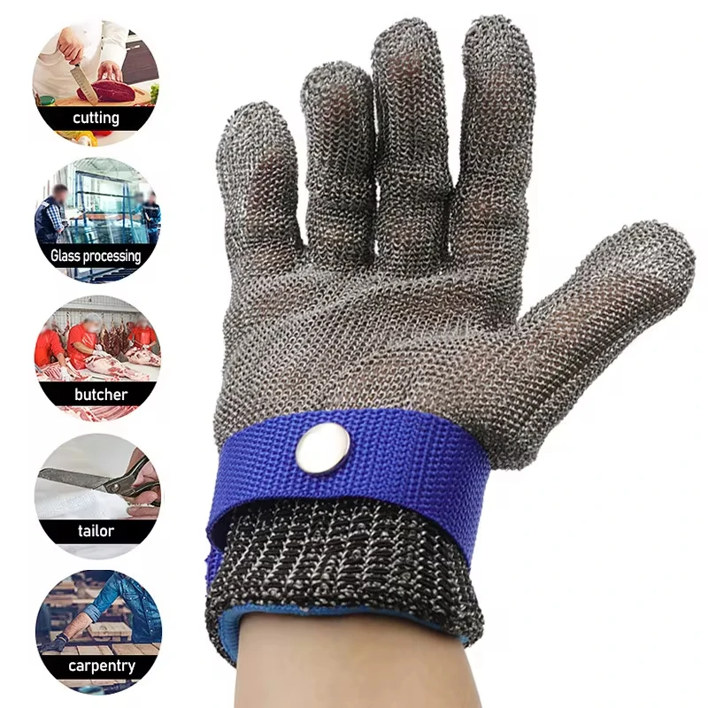 Cut Resistant Stainless Steel Gloves Working Safety Gloves Metal Mesh Anti Cutting For Butcher Worker