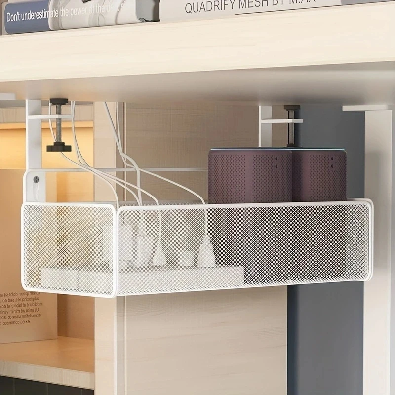 Under Table Storage Rack Cable Management Tray No Drill Desk Wire Organizer Home Office Desk Management Rack Home Organizer cable organizer,desk organizer,storage organizer,bag organizer