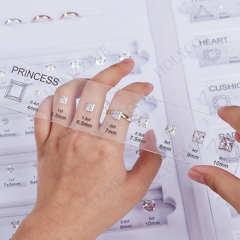 Jewelry Tool Template CustomComparison Chart CZ 5A Selectable Diamond Carat Dealer Tools Kit Set Reference for Ring Measurement