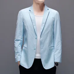 2024 New Anti-suit Men Slim Fashion Handsome Casual Suit Collar Jacket Summer Breathable Suit Jacket  Men Blazer Slim Fit