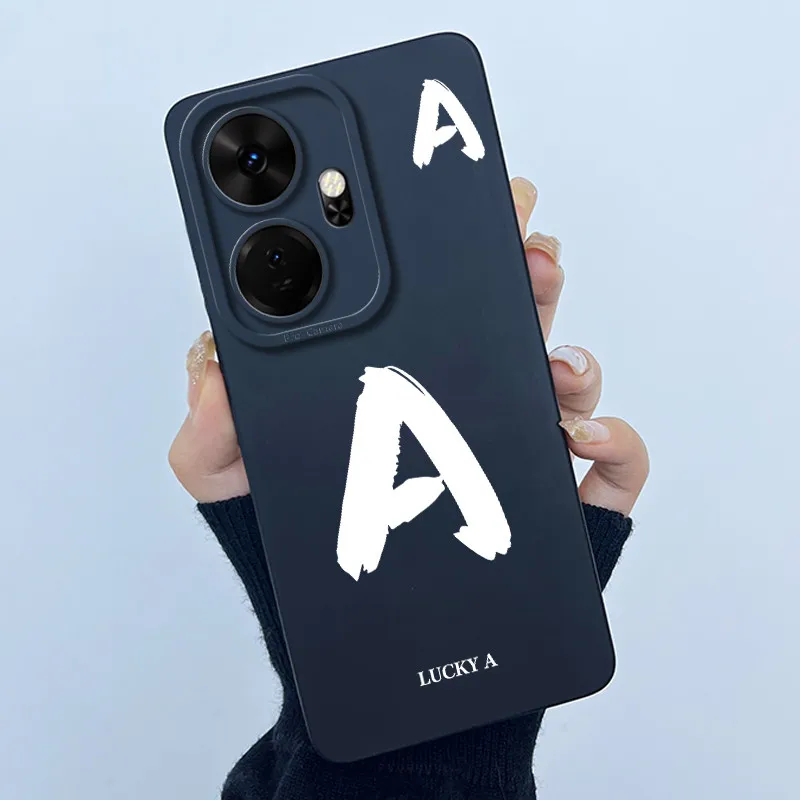 Shockproof Liquid Silicone Soft TPU Case with Lucky Initial Design