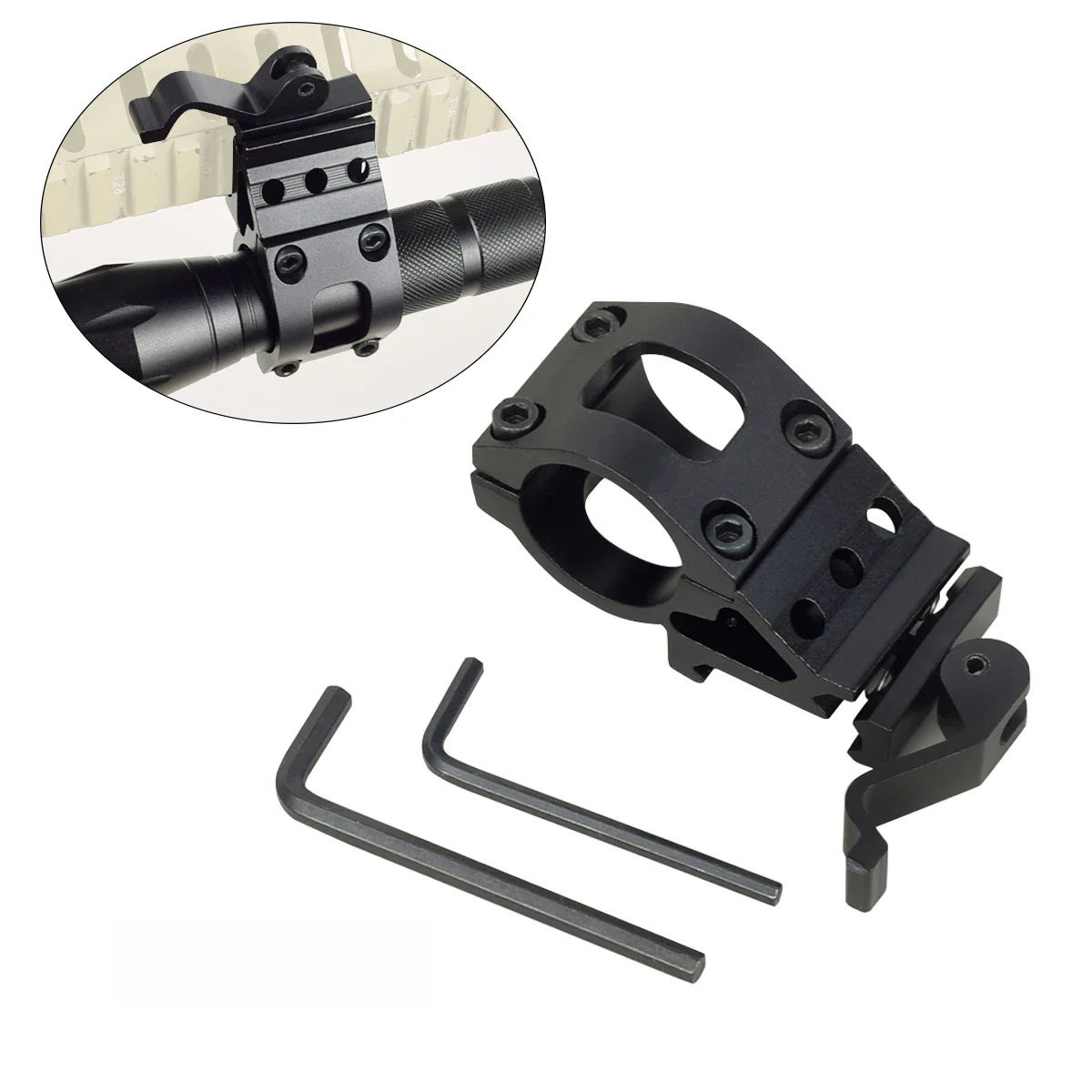 Rifle Scope Mount Scope Mount Adapter Flashlight Scope Mount Picatinny Rail Accessories Weapon Flashlight Mount Flashlight Mount Shotgun Accessories Airsoft 25.4mm Quick Release Offset Flashlight Scope Mount 20mm Picatinny Rail 45 Degree Sight Hunting Gun Accessories